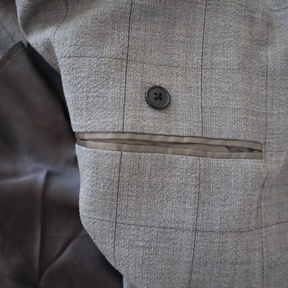 Theory M0371403 Mens Sz S Charcoal Plaid Zerega Wool Blend 2-Way Zip Jacket $495 - Picture 7 of 12